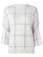 Brunello Cucinelli Cashmere Grid Print Jumper, Women's, Size: Small, Nude/neutrals, Cashmere