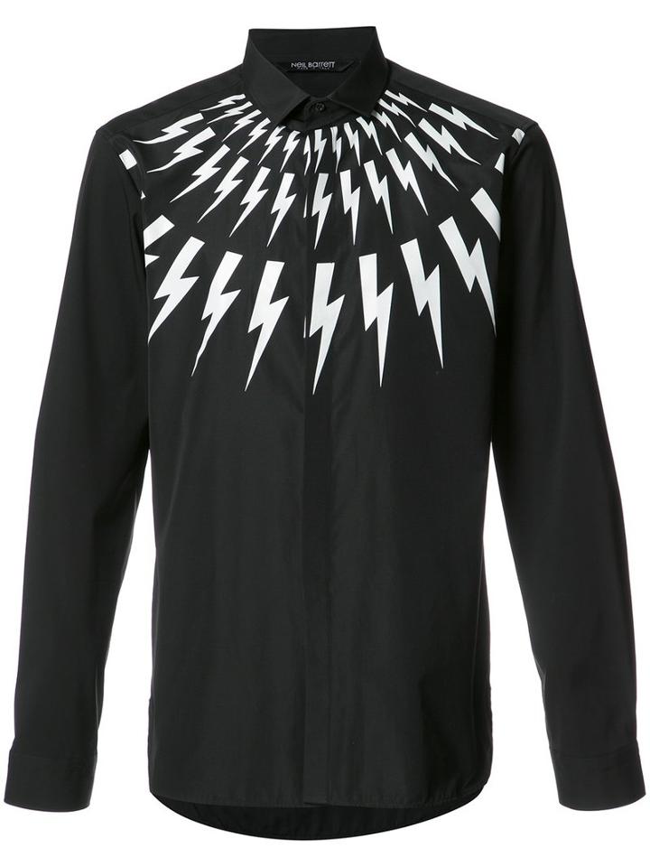 Neil Barrett Lightning Shirt, Men's, Size: 40, Black, Cotton