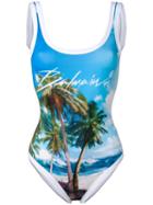 Balmain Palm Tree Logo Swimsuit - Blue