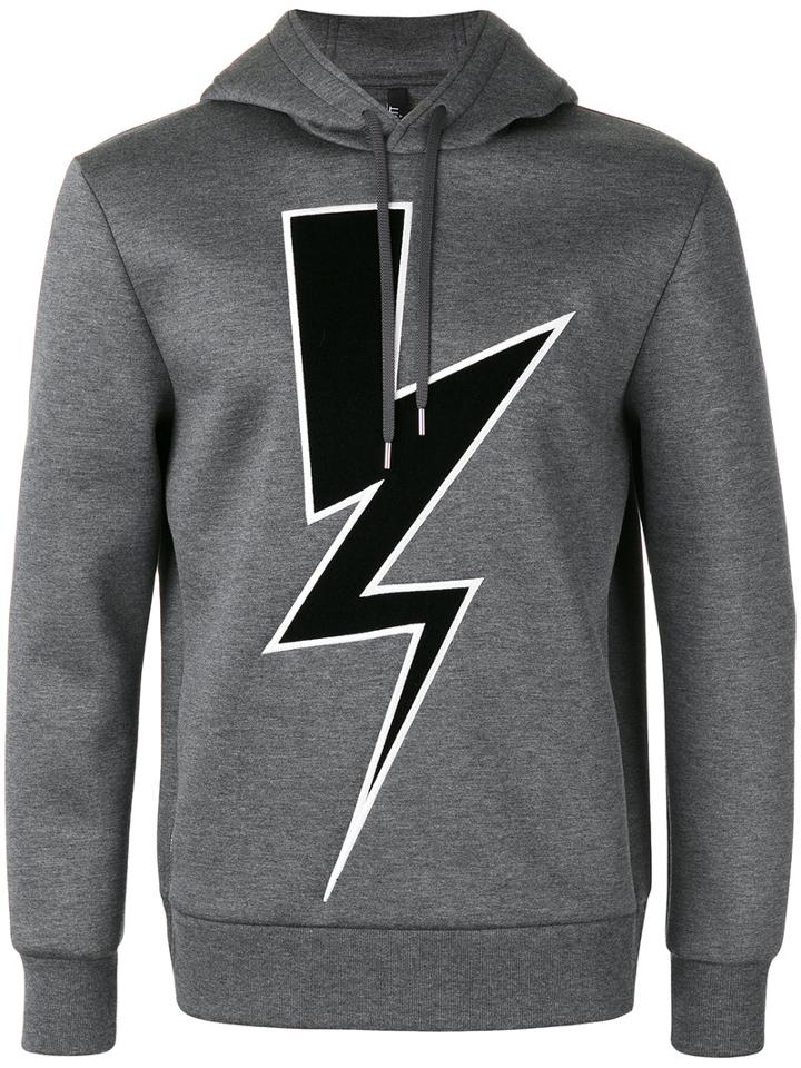 Neil Barrett - Lightning Hoodie - Men - Cotton/polyurethane/viscose - Xs, Grey, Cotton/polyurethane/viscose