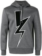 Neil Barrett - Lightning Hoodie - Men - Cotton/polyurethane/viscose - Xs, Grey, Cotton/polyurethane/viscose