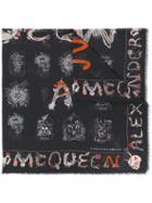 Alexander Mcqueen Multi Skull Print Scarf - Black