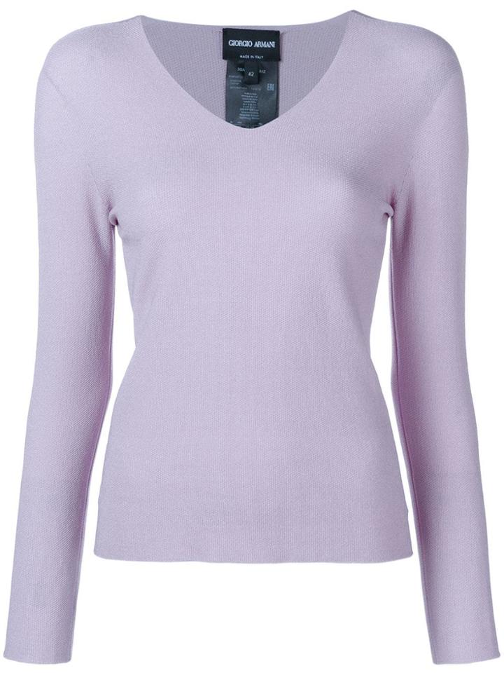 Giorgio Armani V-neck Knit Jumper - Purple