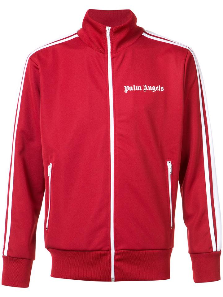 Palm Angels Logo Zip Cardigan, Men's, Size: Xl, Red, Polyester