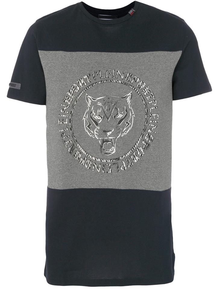 Plein Sport Colourblock Foiled Logo Tee - Blue