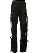 Nicopanda Braided Strap Trousers, Women's, Size: 25, Black, Cotton