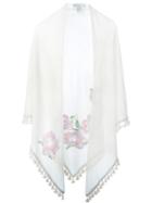 Giada Benincasa Embroidered Tasseled Scarf, Women's, White, Silk/cashmere