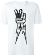 Neil Barrett Peace Sign Print T-shirt, Men's, Size: Xl, White, Cotton