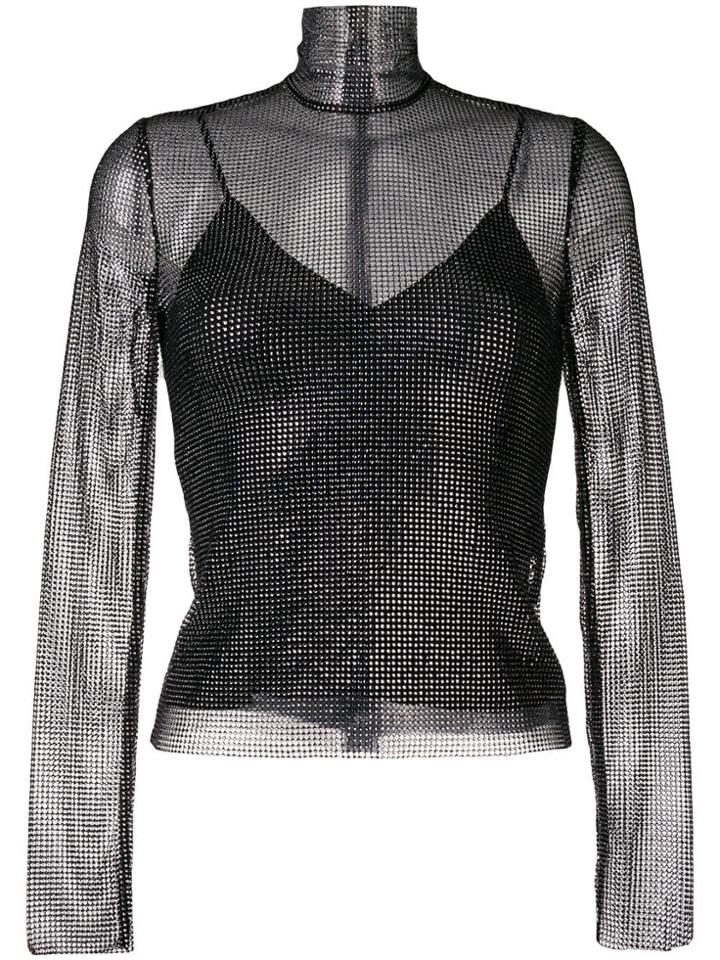 Ermanno Scervino Crystal Mesh Top - Grey