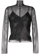 Ermanno Scervino Crystal Mesh Top - Grey