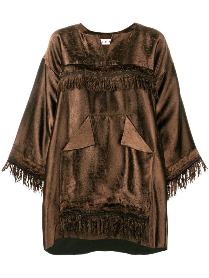 Marni Oversized Fringe Blouse - Brown