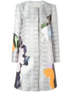 Mary Katrantzou Framis A-line Coat, Women's, Size: 10, Grey, Silk/polyurethane/polyester
