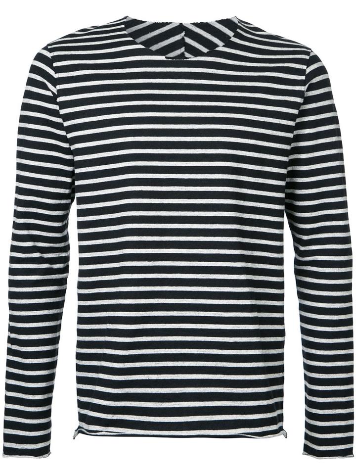 Kazuyuki Kumagai Breton Stripe T-shirt, Men's, Size: 1, Black, Linen/flax/cotton/polyurethane