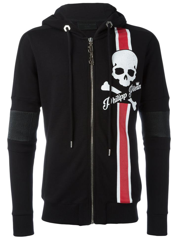 Philipp Plein - Zip-up Printed Hoodie - Men - Cotton/polyester/polyurethane - M, Black, Cotton/polyester/polyurethane
