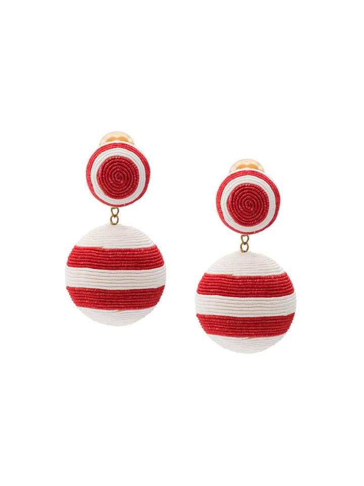 Rebecca De Ravenel 2 Drop Striped Earring - Red