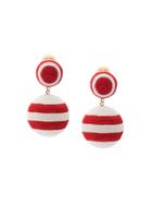 Rebecca De Ravenel 2 Drop Striped Earring - Red
