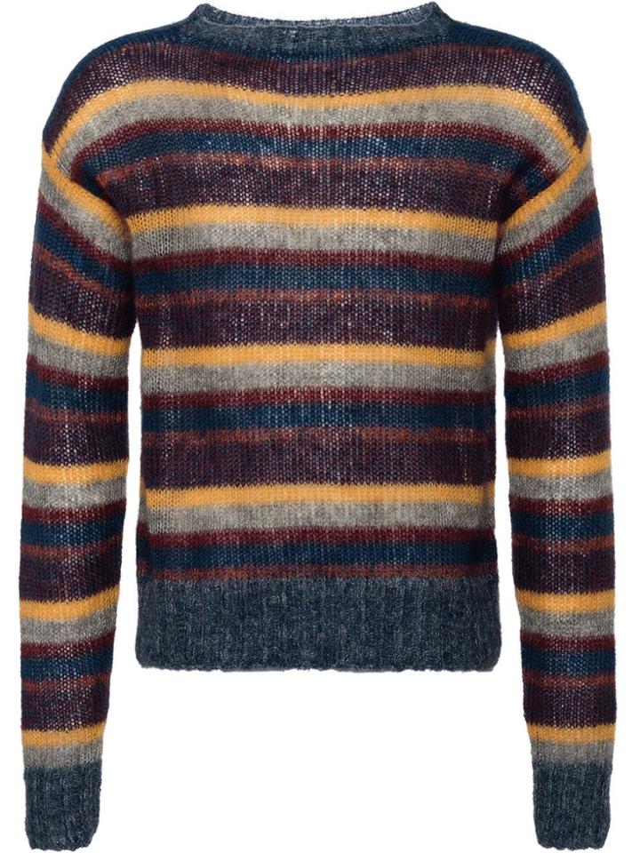 Prada Striped Boat Neck Sweater - F0051 Plum