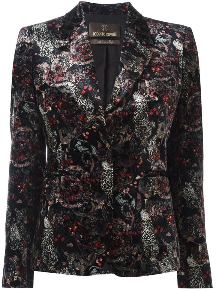 Roberto Cavalli Velvet Blazer, Women's, Size: 40, Black, Viscose/silk/cotton