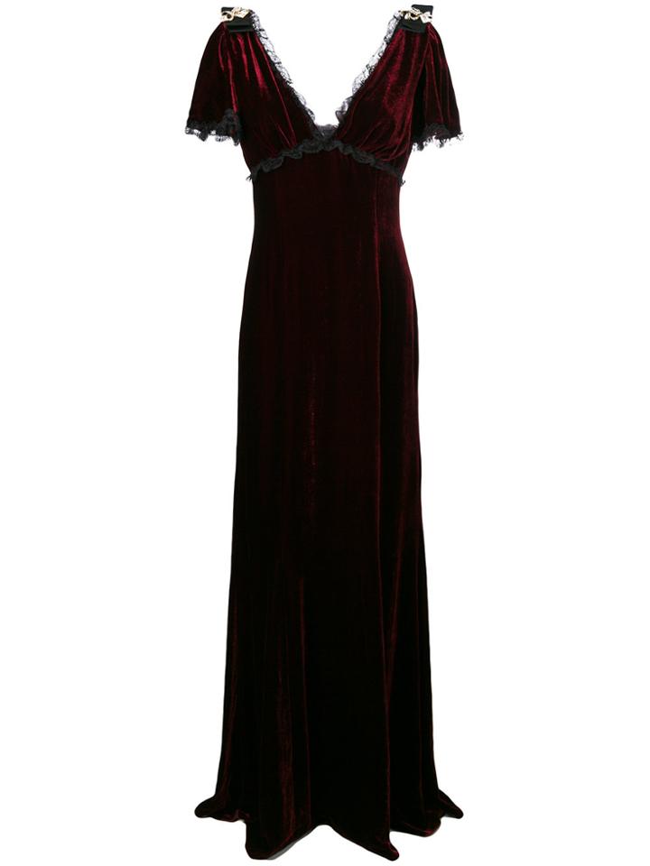 Dolce & Gabbana Lace Trimmed Gown - Red