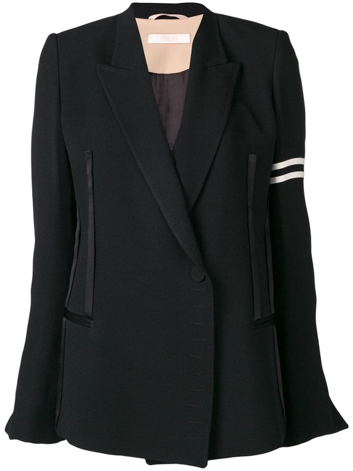 Ssheena Stripe Detail Double Breasted Blazer - Black