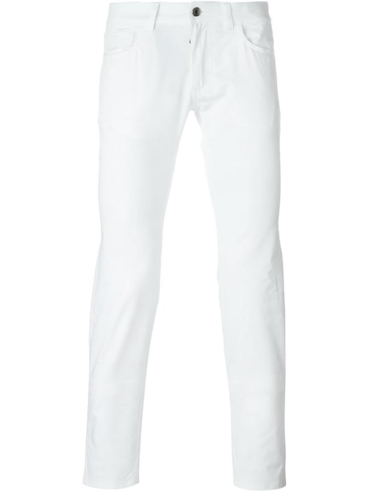 Dolce & Gabbana Classic Chinos, Men's, Size: 48, White, Spandex/elastane/cotton/leather