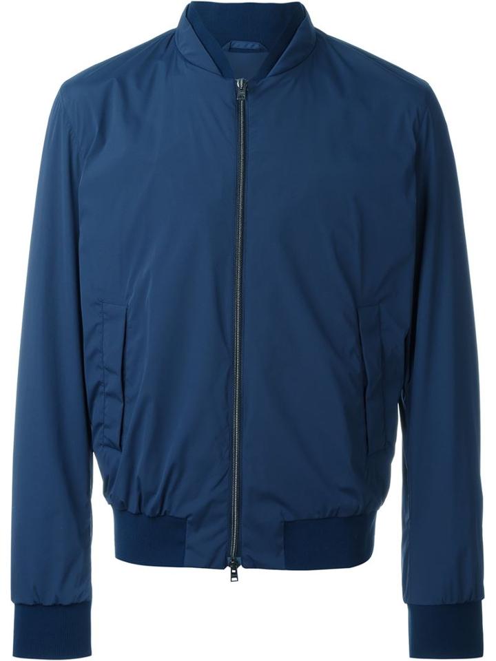 Herno Bomber Jacket, Men's, Size: 54, Blue, Polyamide/spandex/elastane
