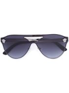 Versace - 'aviator Shields' Sunglasses With Silver Medusa - Unisex - Metal (other) - One Size, Black, Metal (other)