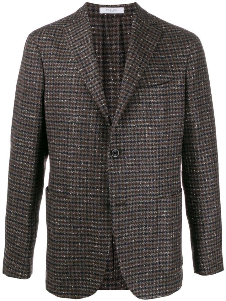 Boglioli Houndstooth Single-breasted Blazer - Brown