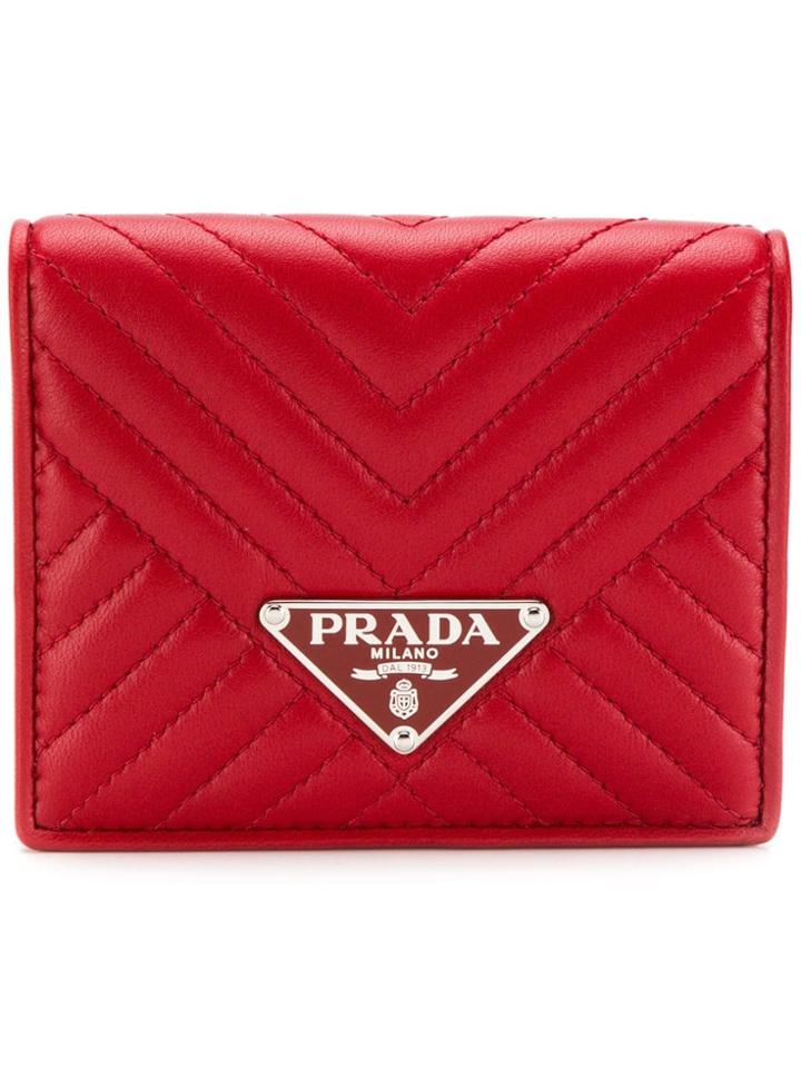 Prada Diagramme Billfold Wallet - Red