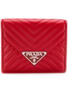 Prada Diagramme Billfold Wallet - Red