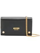 Moschino Printed Logo Clutch Bag - Black