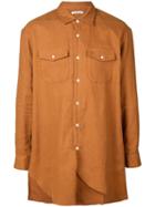 Julien David Asymmetric Hem Shirt - Brown