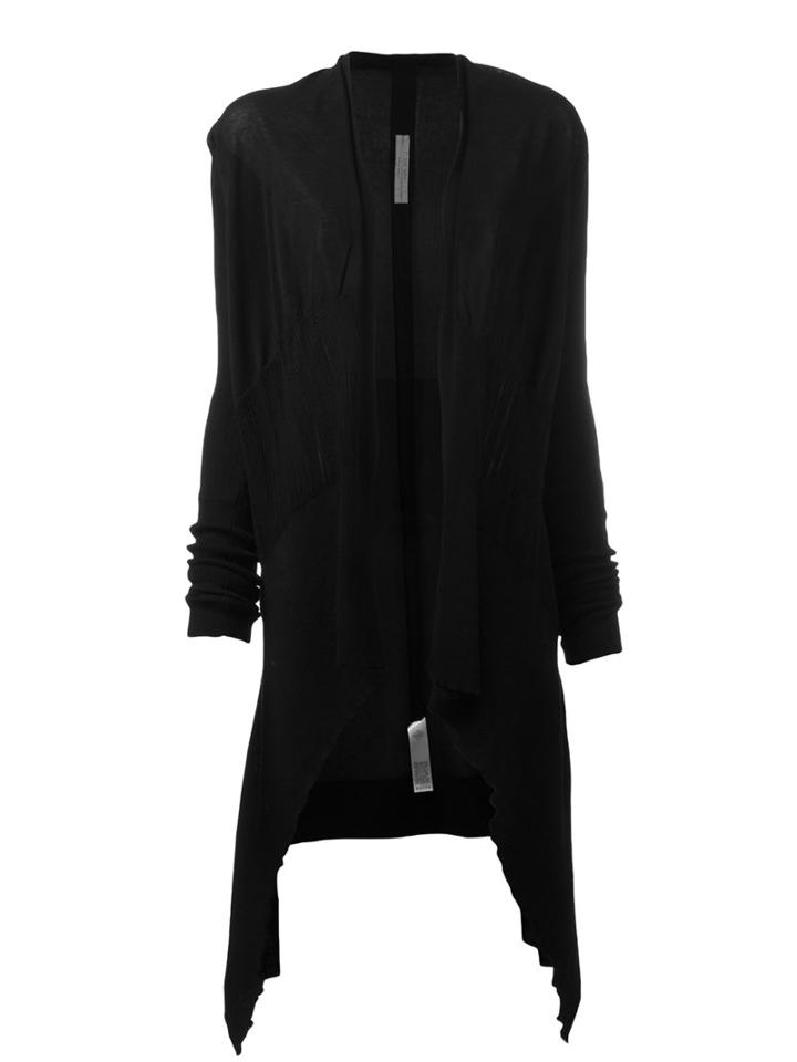 Rick Owens Waterfall Cardigan, Women's, Size: Large, Black, Cotton/polyamide