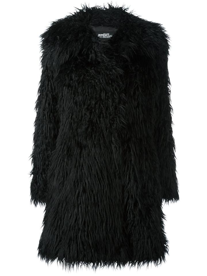 Jeremy Scott Fur Coat, Women's, Size: 40, Black, Polyester/acrylic/modacrylic