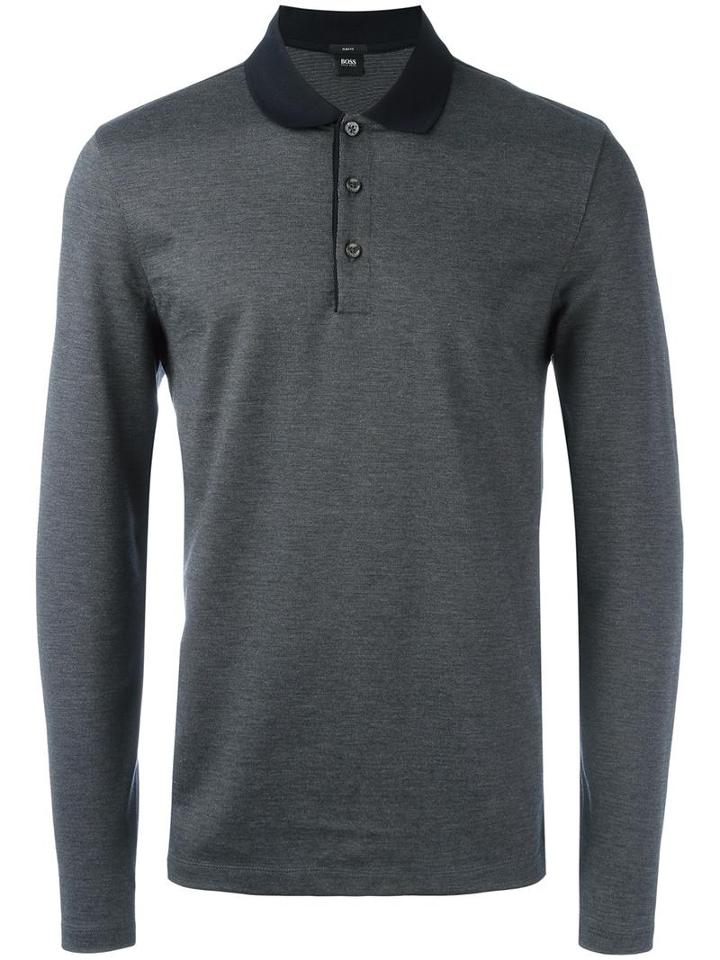 Boss Hugo Boss Contrast Collar Polo Shirt, Men's, Size: Medium, Grey, Cotton