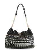 Sonia Rykiel Eyelet Embellished Shoulder Bag - Black
