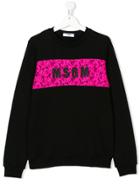 Msgm Kids Lace Insert Logo Sweatshirt - Black