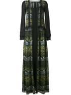 Alberta Ferretti Sheer Printed Maxi Dress, Women's, Size: 40, Black, Acetate/silk/other Fibers