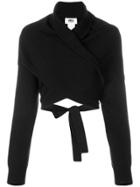 Mm6 Maison Margiela Wrap Around Cropped Cardigan - Black