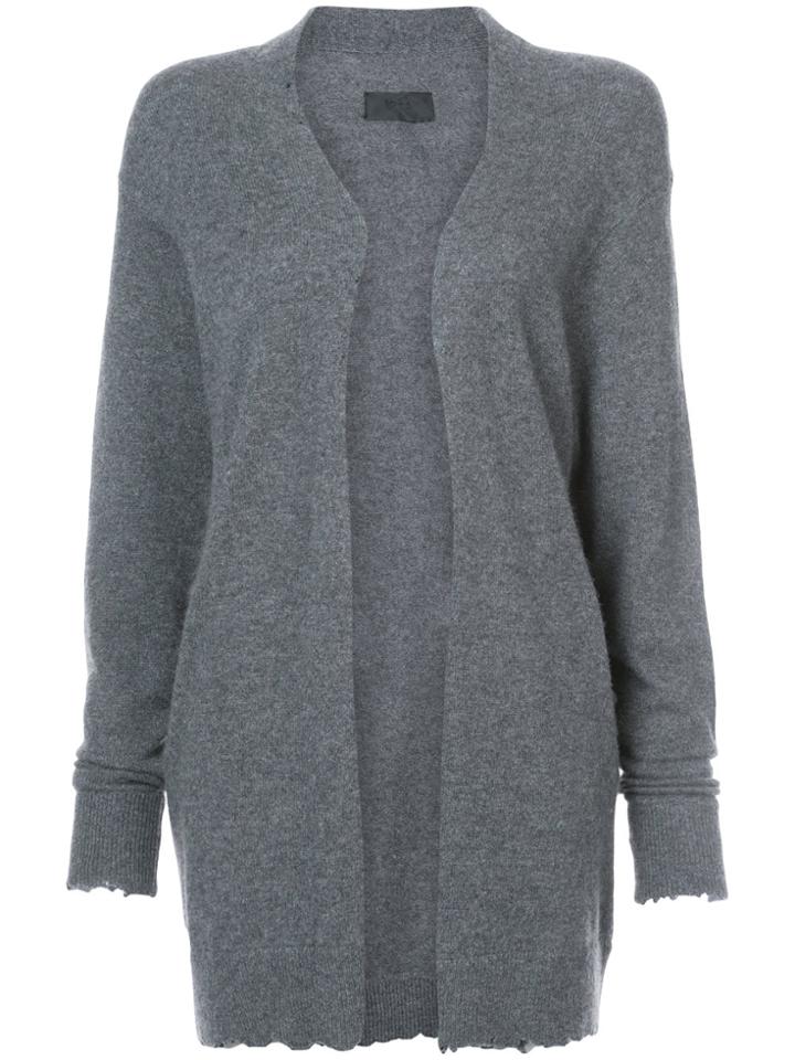 Rta Raw Edge Open Cardigan - Grey