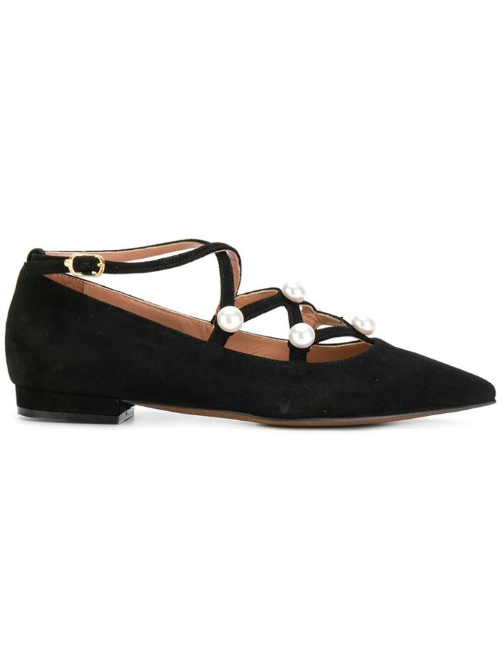 L'autre Chose Pearl Embellished Ballerinas - Black