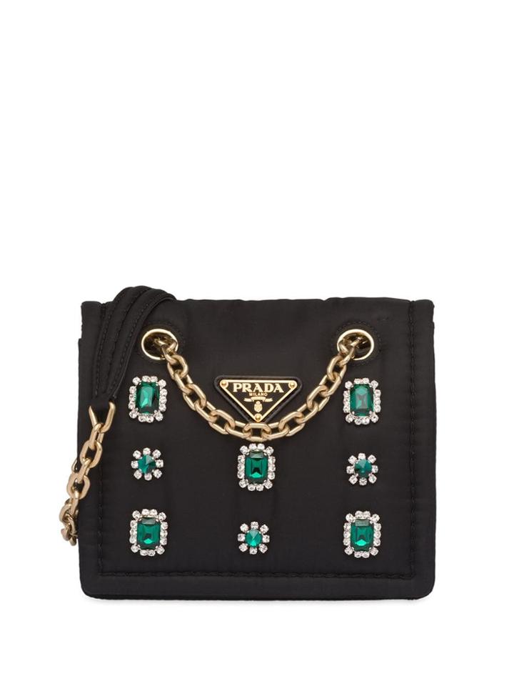 Prada Nylon Bag With Embellishment - Black