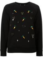 Muveil Embellished Sweatshirt, Women's, Size: 36, Black, Cotton/polyester