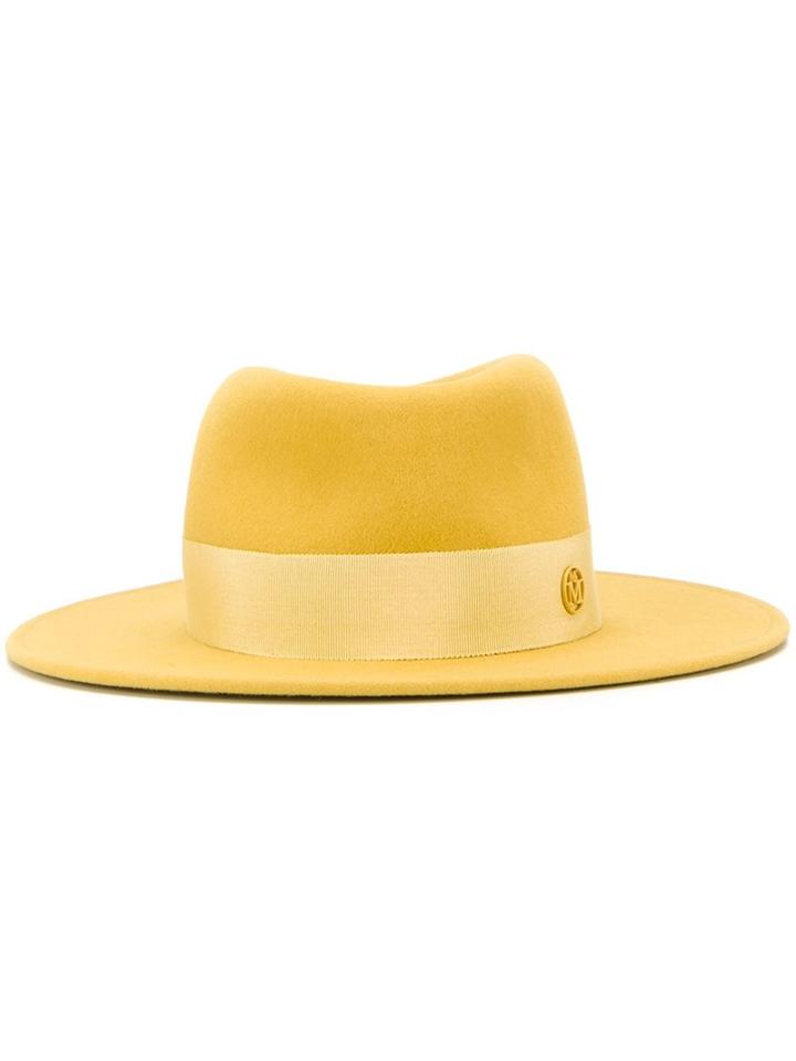 Maison Michel Grosgrain Band Trilby, Women's, Size: Small, Yellow/orange, Rabbit Fur Felt