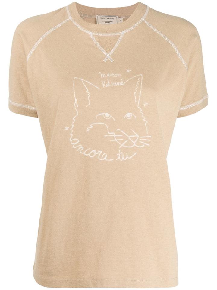 Maison Kitsuné Contrast Logo T-shirt - Neutrals