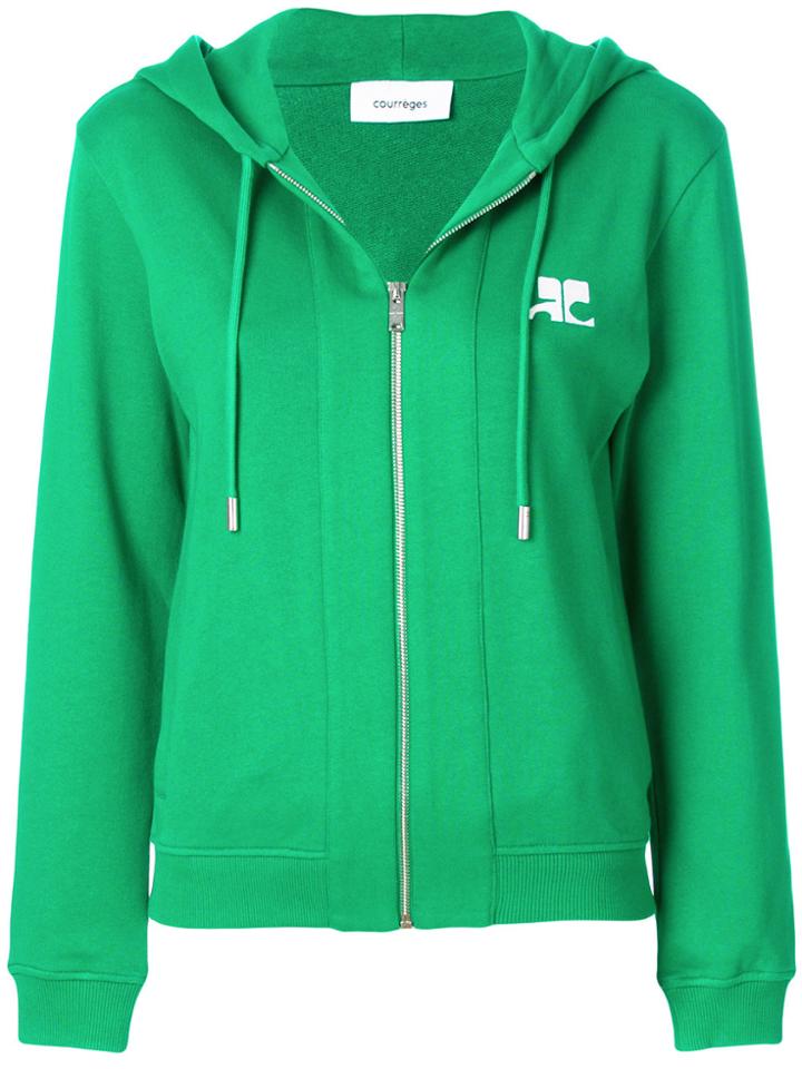 Courrèges Zip Front Hoodie - Green