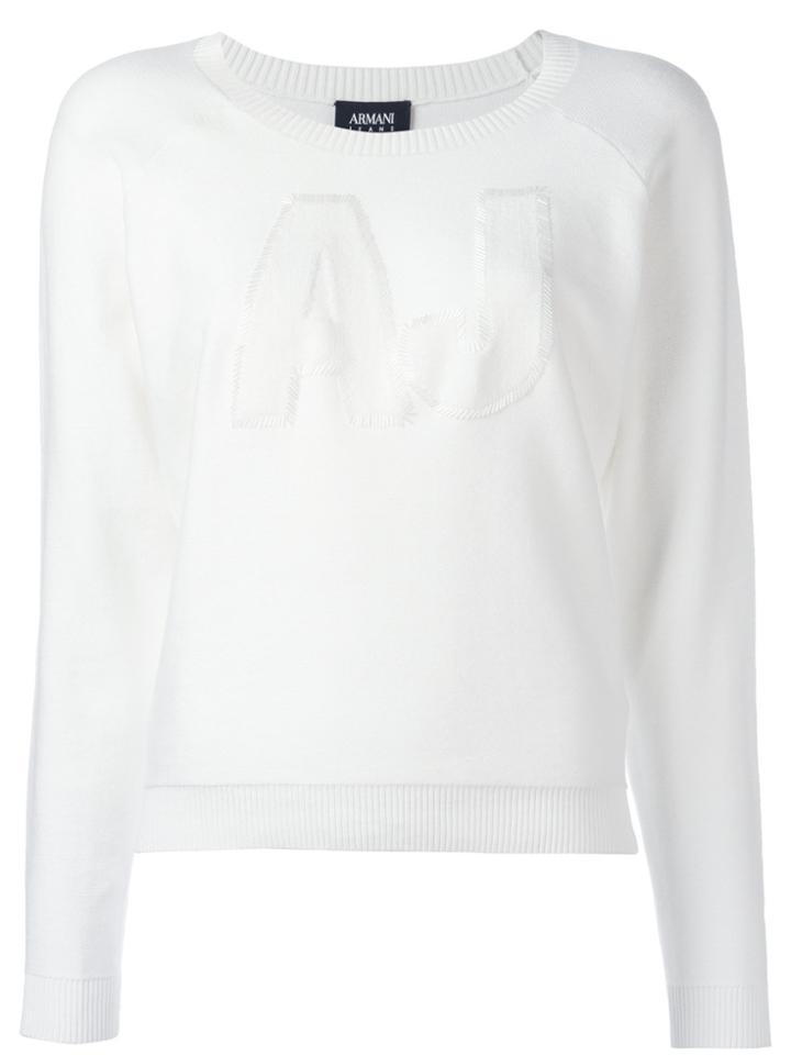 Armani Jeans Embroidered Aj Jumper - White