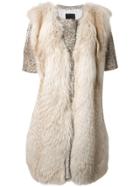 Liska Panelled Short Sleeve Coat - Nude & Neutrals