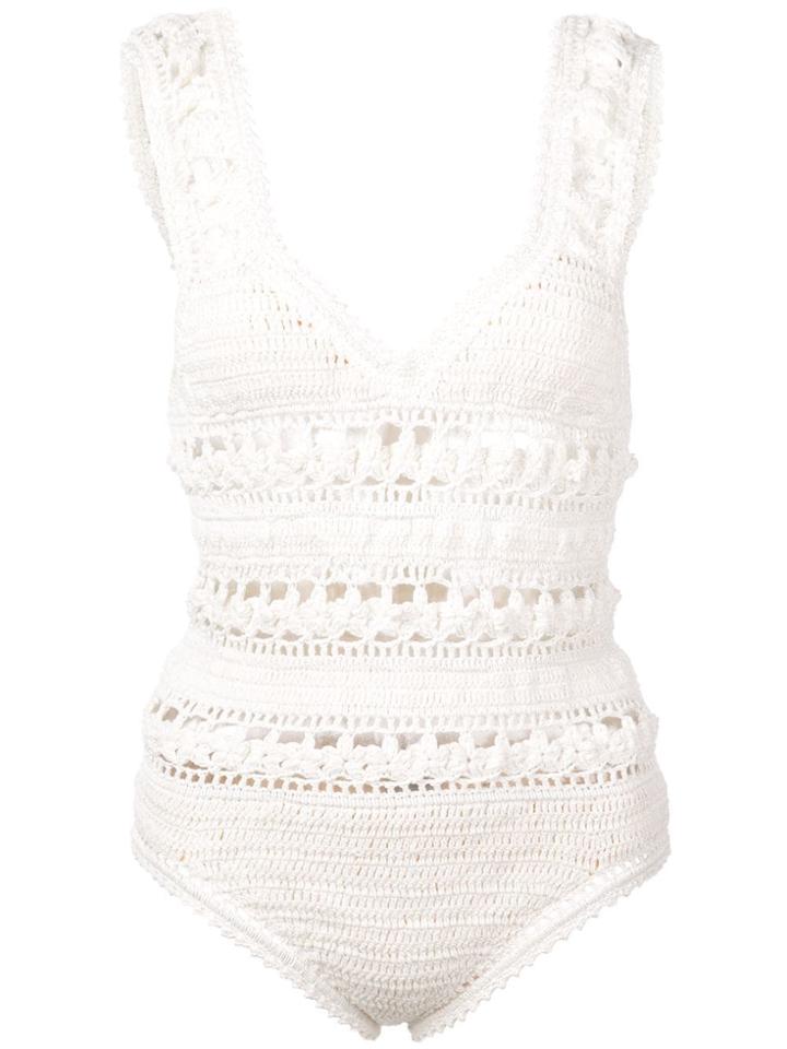 She Made Me Jaya Crochet Swimsuit - White