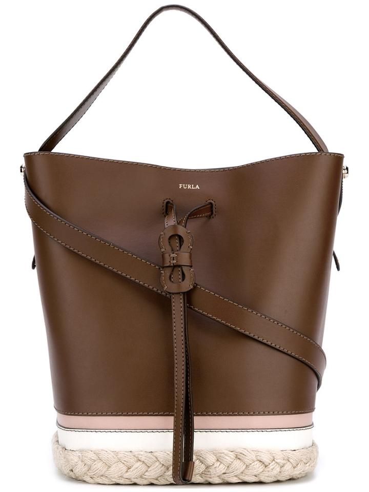Furla - Woven Detail Shoulder Bag - Women - Calf Leather - One Size, Brown, Calf Leather